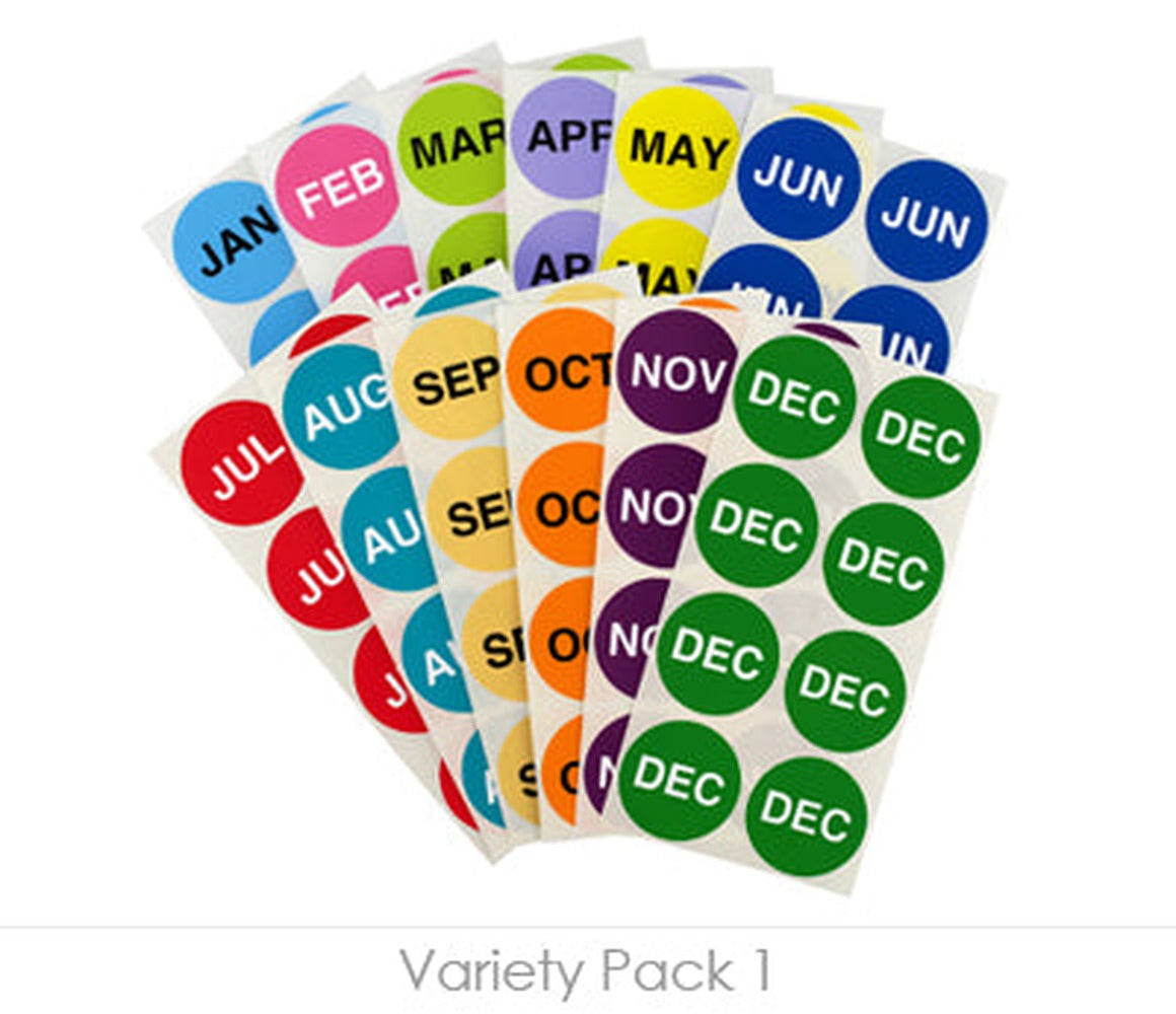 Inventory Month Round Dot Labels 1-1/2