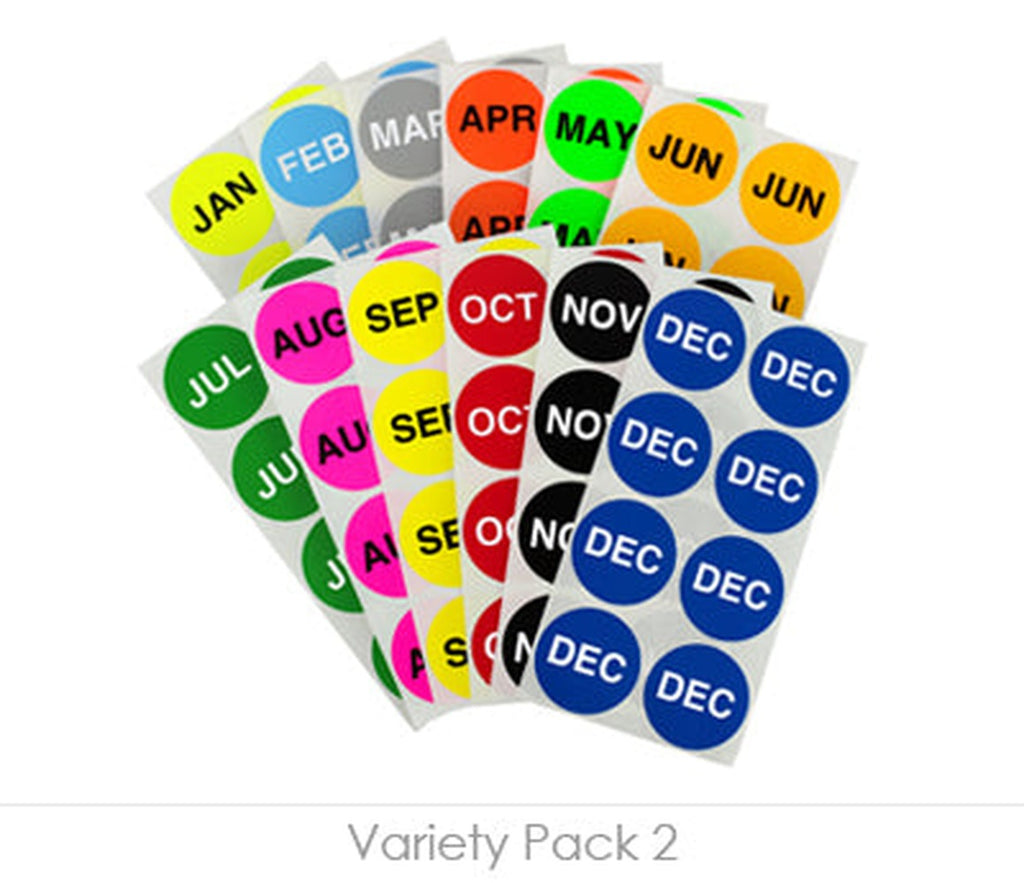 Inventory Month Round Dot Labels 1-1/2