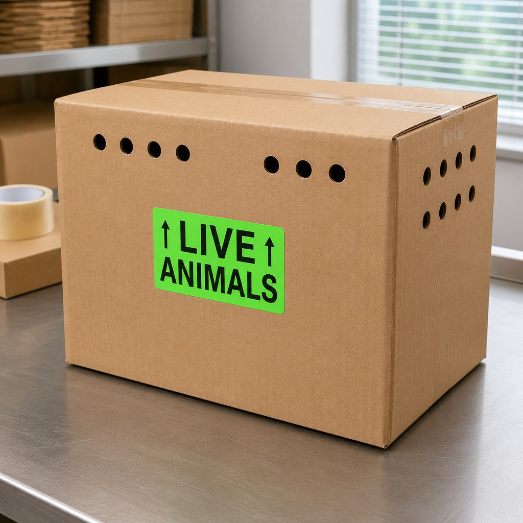 Live Animals Shipping Labels, 3 x 5 Inch, Fluorescent Green, 500/Roll