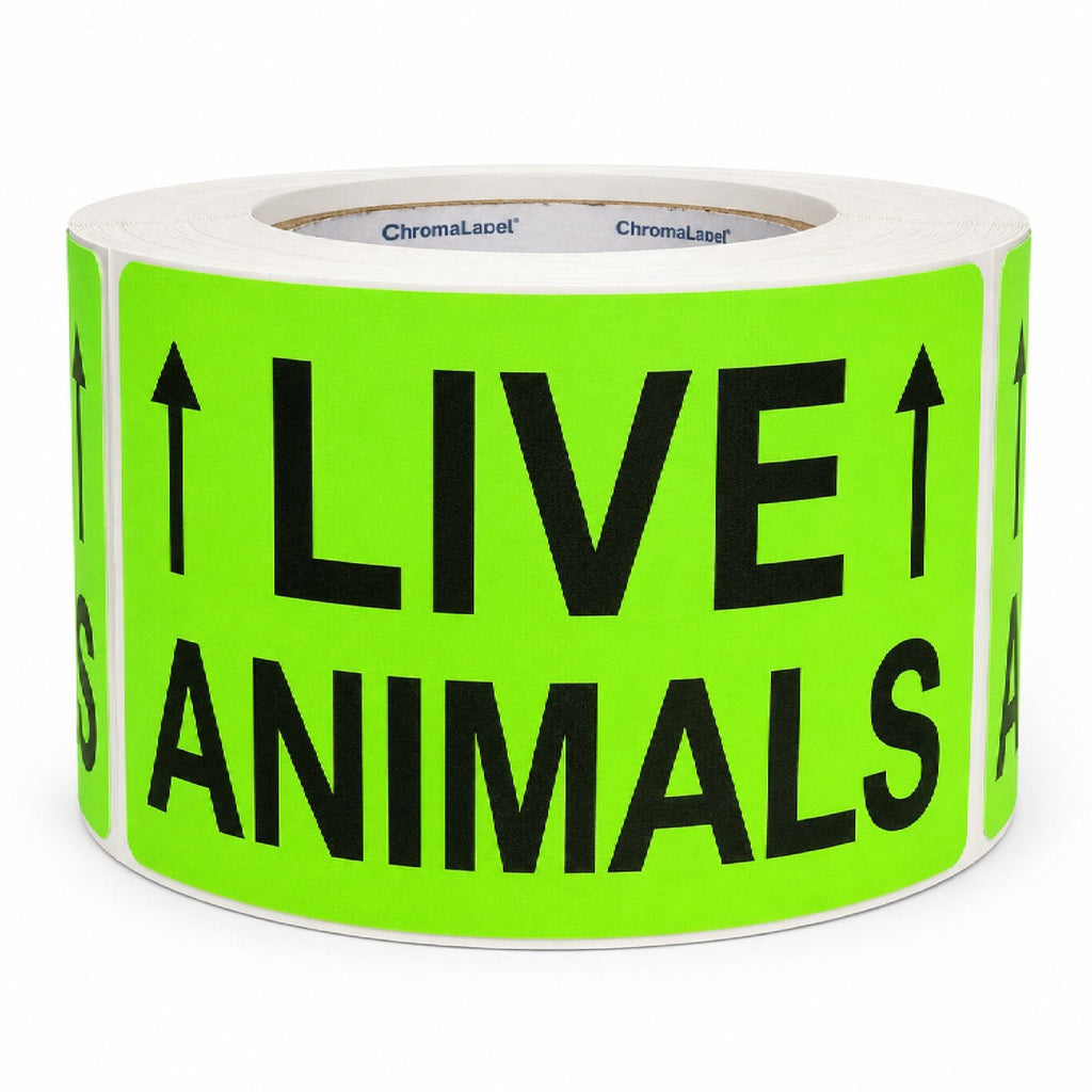 Live Animals Shipping Labels, 3 x 5 Inch, Fluorescent Green, 500/Roll