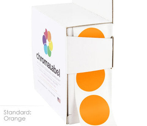 One Inch Diameter, Round Inventory Stickers | 11 Colors, Perm Adhesive Orange - larger clean product image