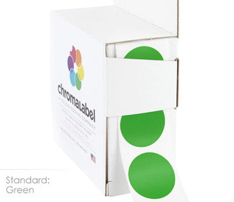 One Inch Diameter, Round Inventory Stickers | 38 Colors, Perm Adhesive Green - larger clean product image