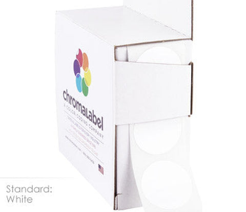 One Inch Diameter, Round Inventory Stickers | 38 Colors, Perm Adhesive White - larger clean product image