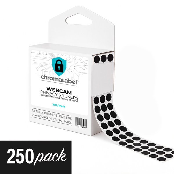 Webcam Privacy Stickers - 1/4" Opaque Labels for Security - 250/Box
