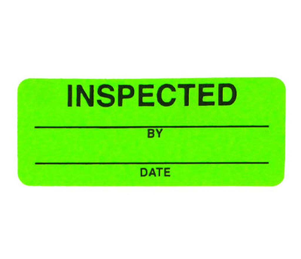 Quality Control Inventory Labels (Bright Neon) - 200 per Dispenser Box Inspected (By / Date) - larger clean product image
