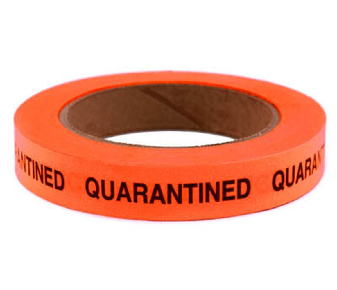 QUARANTINED Imprinted Adhesive Tape, Neon Red - 3/4