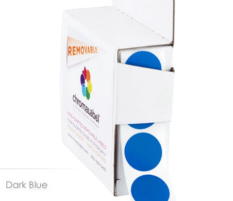 Removable 0.75 inch Dot Labeling Stickers - 1,000 per Dispenser Box Dark Blue - larger clean product image