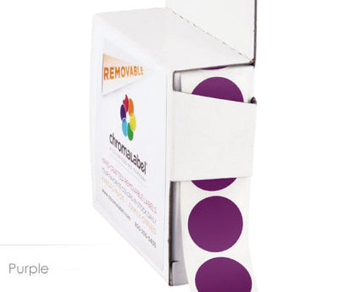 Removable 0.75 inch Dot Labeling Stickers - 1,000 per Dispenser Box Purple - larger clean product image