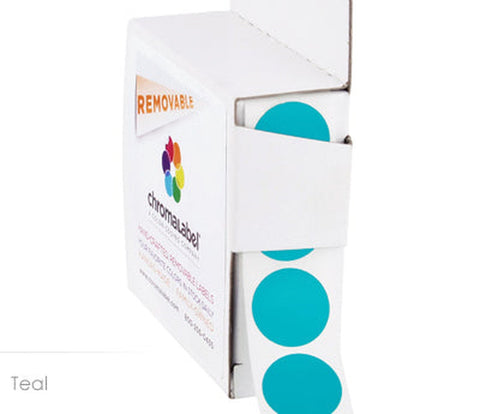 Removable 0.75 inch Dot Labeling Stickers - 1,000 per Dispenser Box Teal - larger clean product image