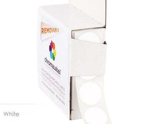 Removable 0.75 inch Dot Labeling Stickers - 1,000 per Dispenser Box White - larger clean product image