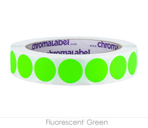 Removable 0.75 inch Dot Labeling Stickers - 1,000 per Roll Fluorescent Green - larger clean product image