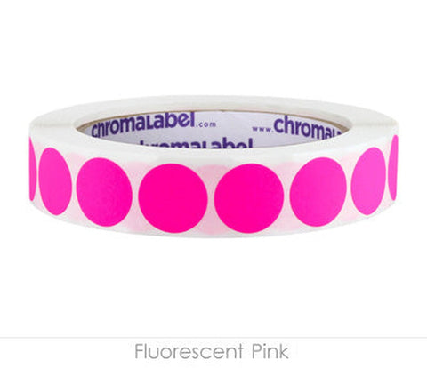 Removable 0.75 inch Dot Labeling Stickers - 1,000 per Roll Fluorescent Pink - larger clean product image