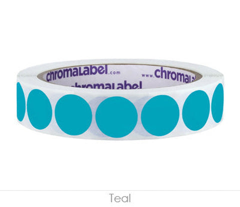 Removable 0.75 inch Dot Labeling Stickers - 1,000 per Roll Teal - larger clean product image