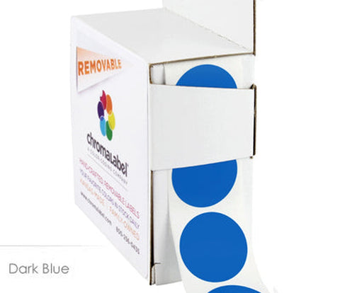 Removable 1 inch Dot Labeling Stickers - 1,000 per Dispenser Box Dark Blue - larger clean product image