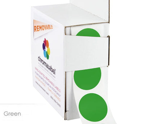 Removable 1 inch Dot Labeling Stickers - 1,000 per Dispenser Box Green - larger clean product image