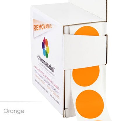 Removable 1 inch Dot Labeling Stickers - 1,000 per Dispenser Box Orange - larger clean product image