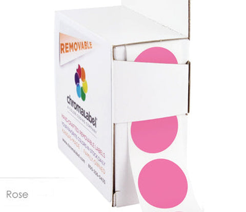 Removable 1 inch Dot Labeling Stickers - 1,000 per Dispenser Box Rose - larger clean product image