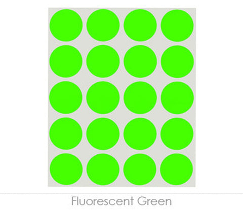 Removable 1 inch Dot Labeling Stickers - 1,000 per Pack Fluorescent Green - larger clean product image