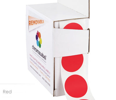 Removable 1 inch Dot Labeling Stickers - 250 per Dispenser Box Red - larger clean product image