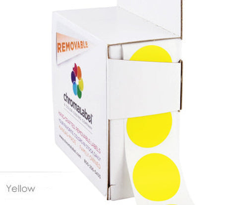Removable 1 inch Dot Labeling Stickers - 250 per Dispenser Box Yellow - larger clean product image