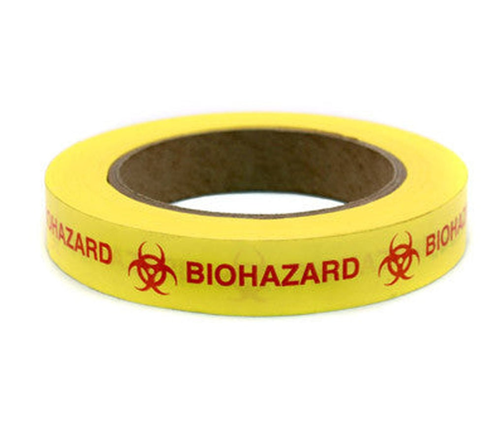 Removable BIOHAZARD Caution Yellow Adhesive Tape - 3/4