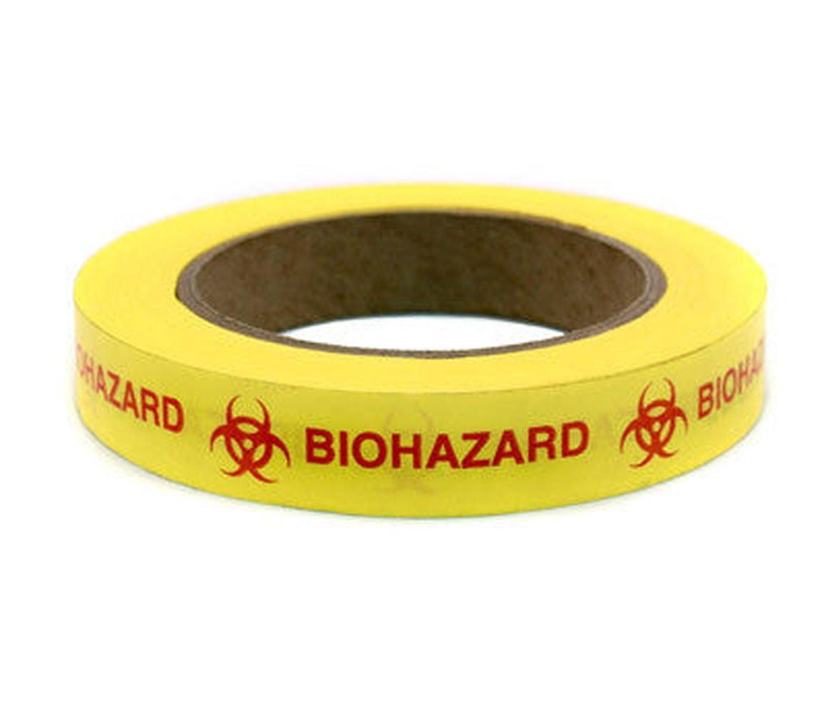 Removable BIOHAZARD Caution Yellow Adhesive Tape - 3/4