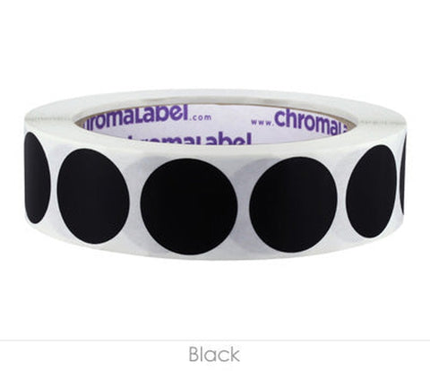 Removable One-Inch Wide Dot Labeling Stickers—1,000 per Roll, Assorted Black - larger clean product image