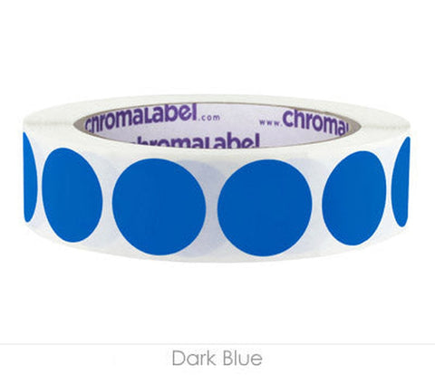 Removable One-Inch Wide Dot Labeling Stickers—1,000 per Roll, Assorted Dark Blue - larger clean product image