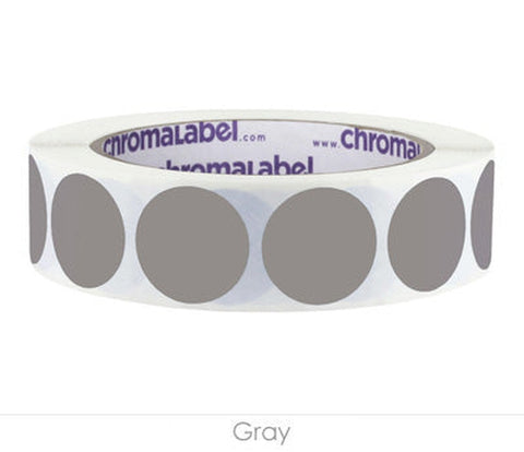 Removable One-Inch Wide Dot Labeling Stickers—1,000 per Roll, Assorted Gray - larger clean product image