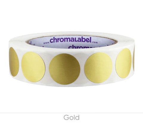 Removable One-Inch Wide Dot Labeling Stickers—1,000 per Roll, Assorted Metallic Gold - larger clean product image