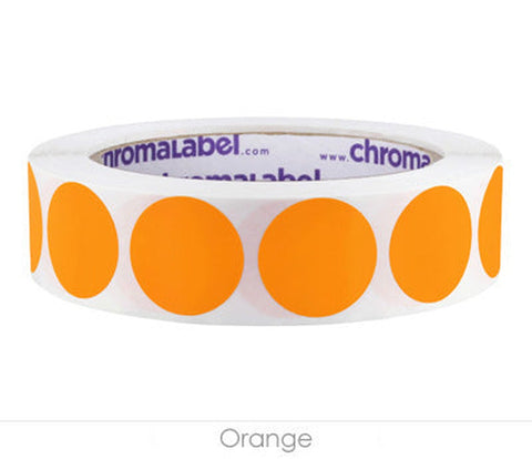 Removable One-Inch Wide Dot Labeling Stickers—1,000 per Roll, Assorted Orange - larger clean product image