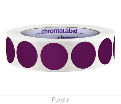 Removable One-Inch Wide Dot Labeling Stickers—1,000 per Roll, Assorted Purple - larger clean product image