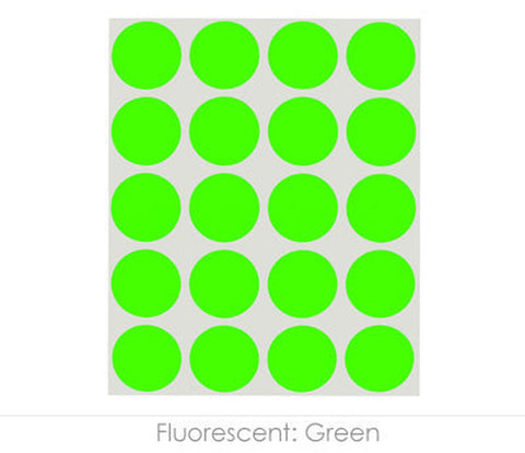 Sheeted Pack of 1-inch Dot Labeling Stickers - 1,000 per Pack Fluorescent Green - larger clean product image