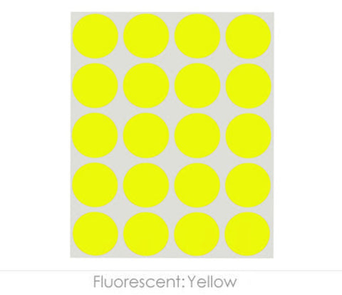 Sheeted Pack of 1-inch Dot Labeling Stickers - 1,000 per Pack Fluorescent Yellow - larger clean product image