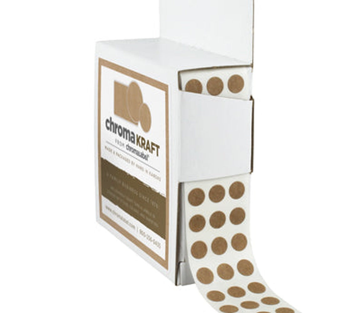 True Kraft Paper Circle Stickers: 1000 per Dispenser Box 1/4