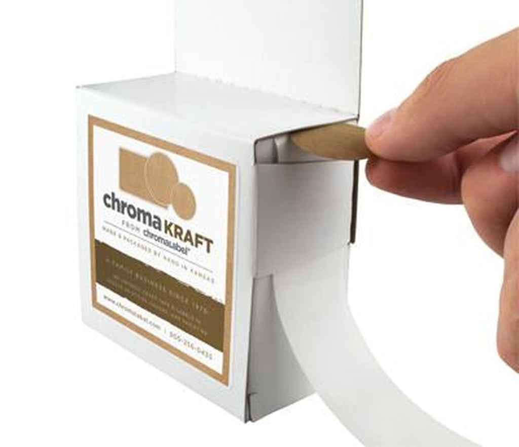 True Kraft Paper Circle Stickers: 1000 per Dispenser Box 1