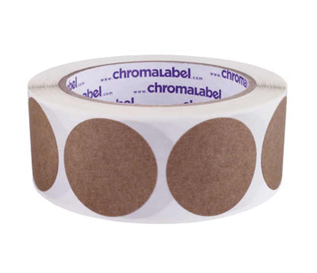 True Kraft Paper Dot Labels: 500/Roll, Permanent Adhesive 1-1/2