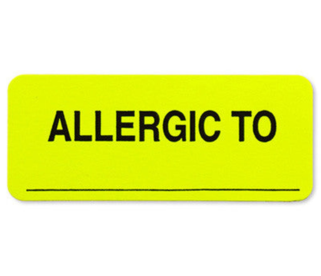 Write-On ALLERGIC TO Labels (Bright Neon) - 250 per Dispenser Box - larger clean product image