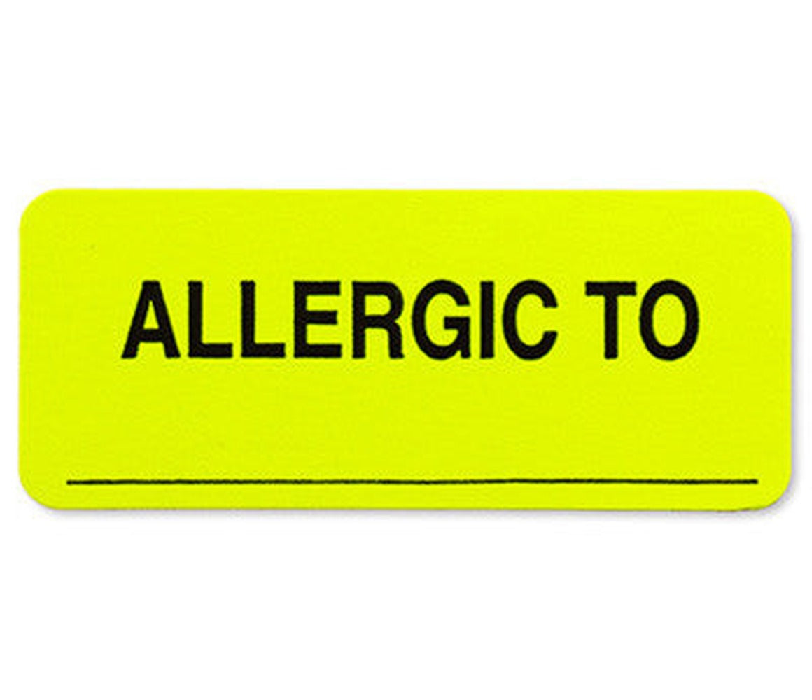 Write-On ALLERGIC TO Labels (Bright Neon) - 250 per Dispenser Box - larger clean product image