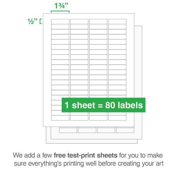 Rectangle Laser Labels - 1/2" x 1-3/4": 2000/Pack, 25 Sheets