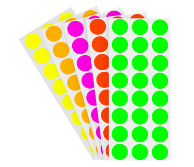 1-2 inch Assorted Fluorescent Removable Stickers on a Liner