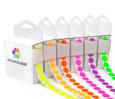 ChromaLabel 1/2 Permanent Round Color-Code Dot Variety Kit (Fluorescent), Inventory Labels: 6,000/Kit