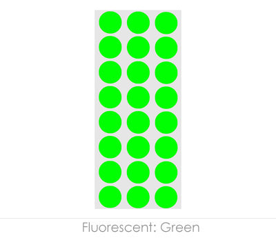 0.5" Neon Green Round Labels on Sheets