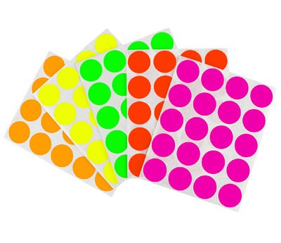1 inch Assorted Fluorescent Removable Stickers on a Liner