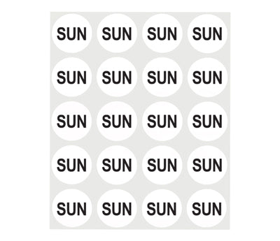 Color Coded Day of the Week Labels, Sunday