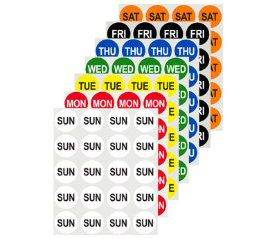 Color Coded Day of the Week Labels 