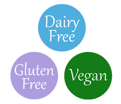 Dietary labels for Gluten Free Vegan and Dairy Free