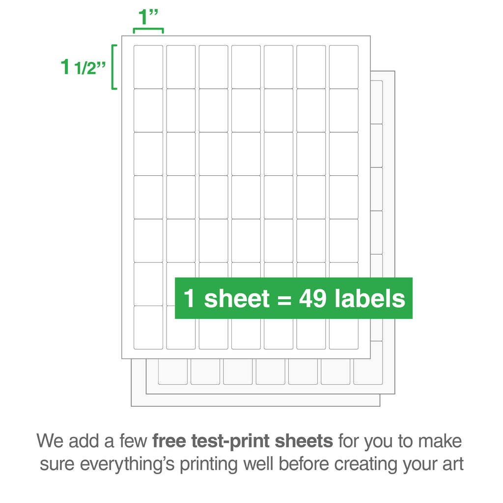 Inch Label 1 x 1.5 in Blank, Barcode Laser or Inkjet Printer Labels | 1225/ Pack