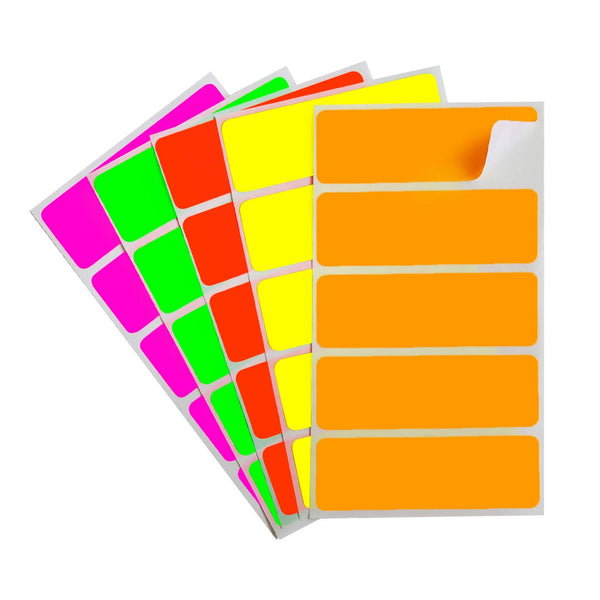 1" x 3" Removable Color-Code Rectangle Label Variety Kit (Fluorescent Colors): 150/Pack