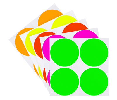 2 inch Assorted Fluorescent Removable Color Coding Stickers on Sheeted Liners